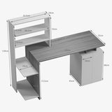 Birou Meza cu raft si dulap, 146x55x129 cm - Sonoma-Gri Ciment