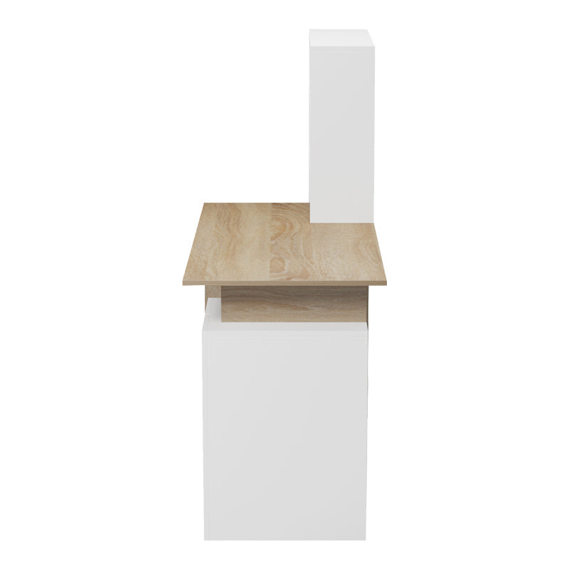 Birou Meza cu raft si dulap, 146x55x129 cm - Sonoma-Alb