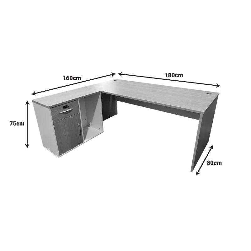 Birou de colt Armadi I, Sonoma-Alb, 180x80x75 cm
