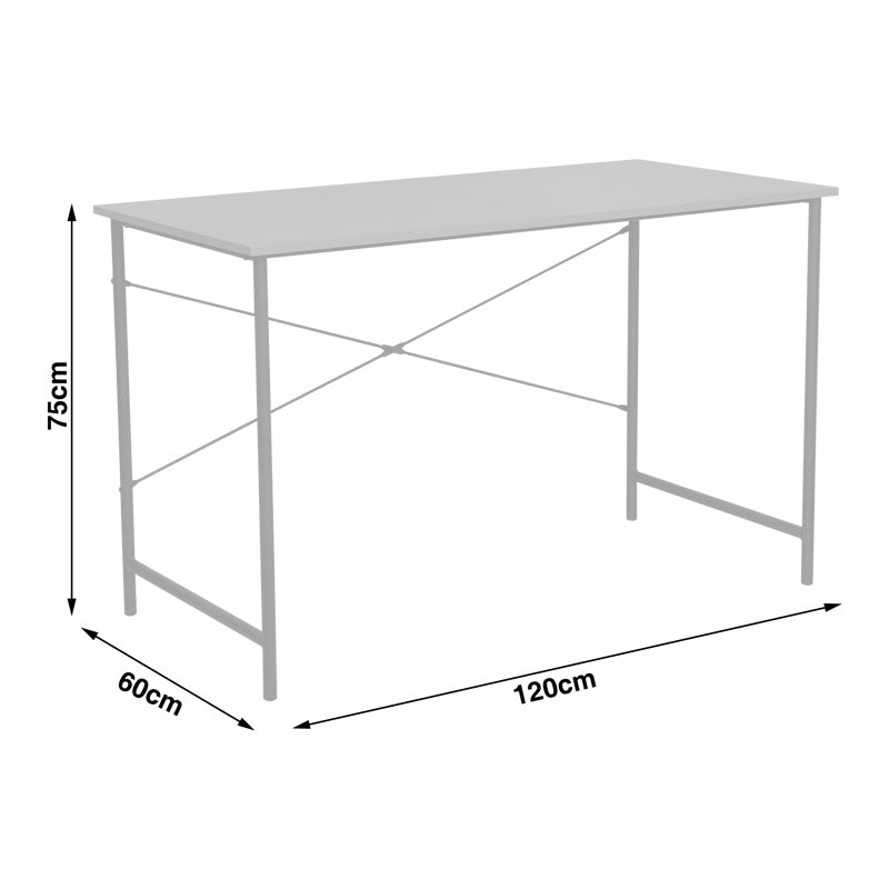 Birou de lucru Senzia, metal negru și lemn, Natural, 120x60x75 cm