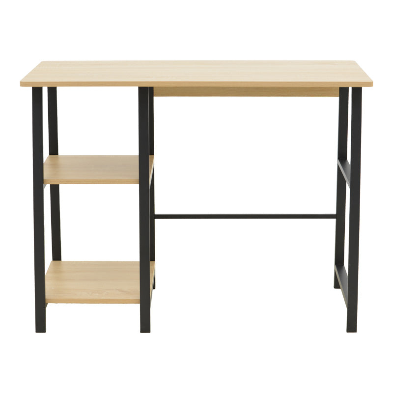 Birou de studiu Ferje cu rafturi, Alb - Negru, 100x48x75 cm - Negru