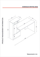 Birou Domingos cu 2 usi rafturi, Alb, 120x61.8x73.8 cm