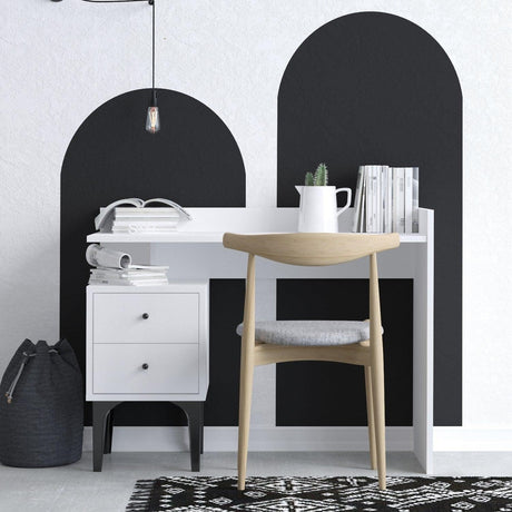 Birou Dow cu 2 sertare, Alb, 100x80x45 cm