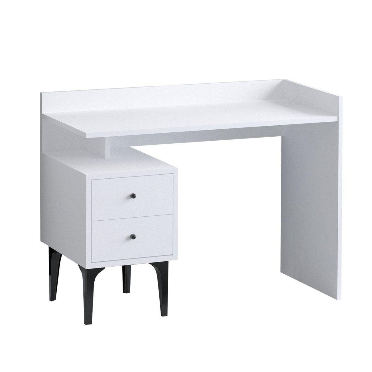 Birou Dow cu 2 sertare, Alb, 100x80x45 cm