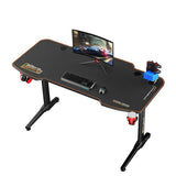 Birou Gaming RGT146X Home Collection® Carbon Series X9, suprafata carbon, mousepad, USB gamepad holder, suport pentru casti si pahar, cutie cabluri, 140x66x75 cm