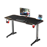 Birou Gaming RGT146X Home Collection® Carbon Series X9, suprafata carbon, mousepad, USB gamepad holder, suport pentru casti si pahar, cutie cabluri, 140x66x75 cm