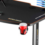 Birou Gaming RGT146X Home Collection® Carbon Series X9, suprafata carbon, mousepad, USB gamepad holder, suport pentru casti si pahar, cutie cabluri, 140x66x75 cm