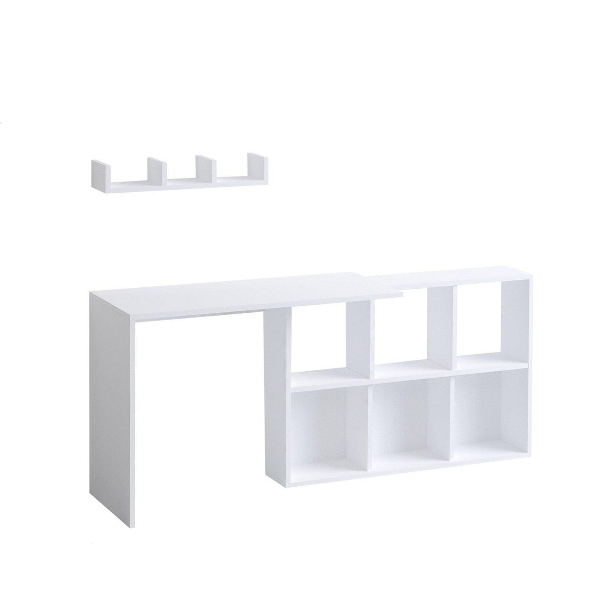 Birou Jack cu rafturi, Alb, 145x74x45 cm