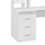 Birou Keldra cu sertare si dulapuri culor, alb, 140x60x142 cm