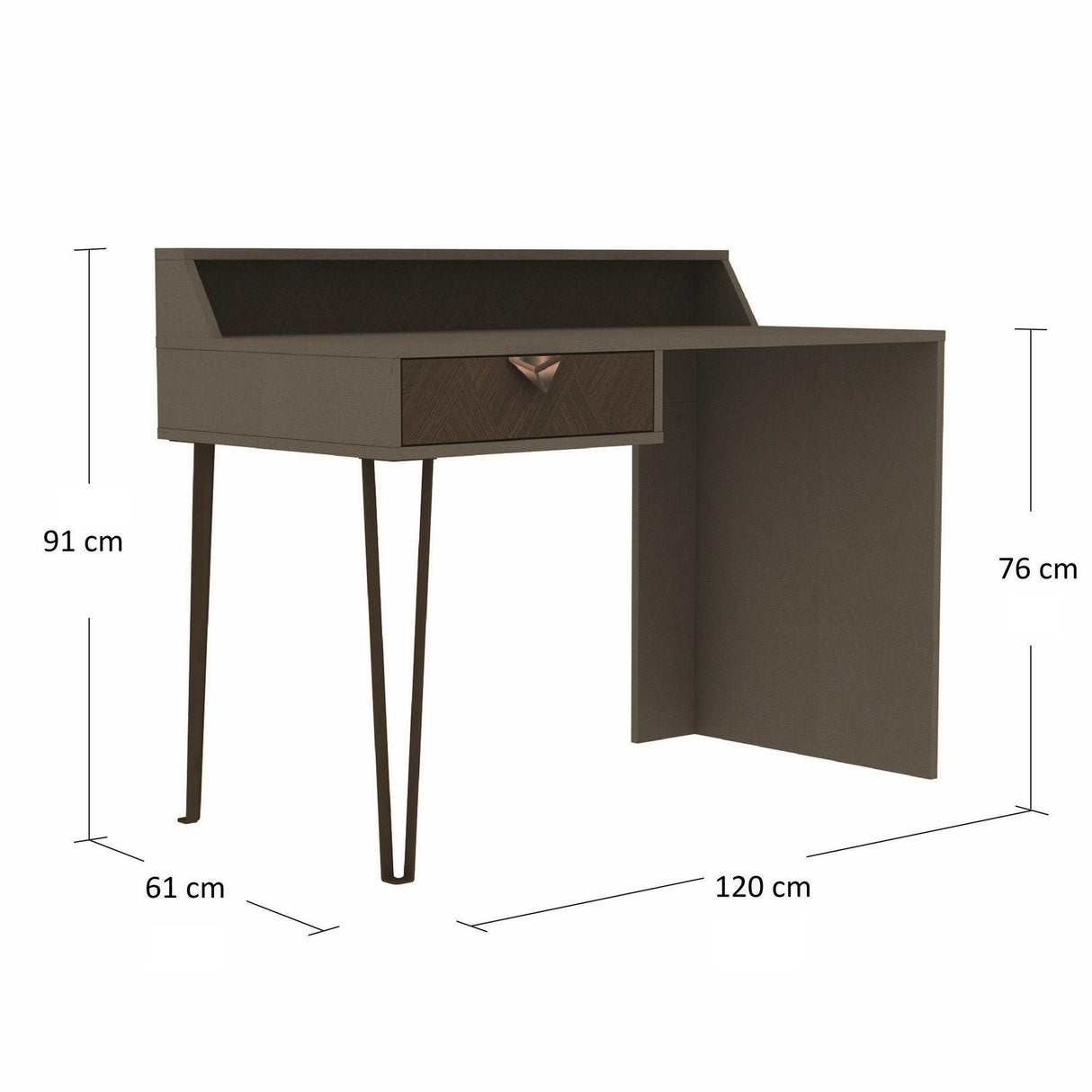 Birou Linea, Gri Inchis/Maro, 120x76x61 cm