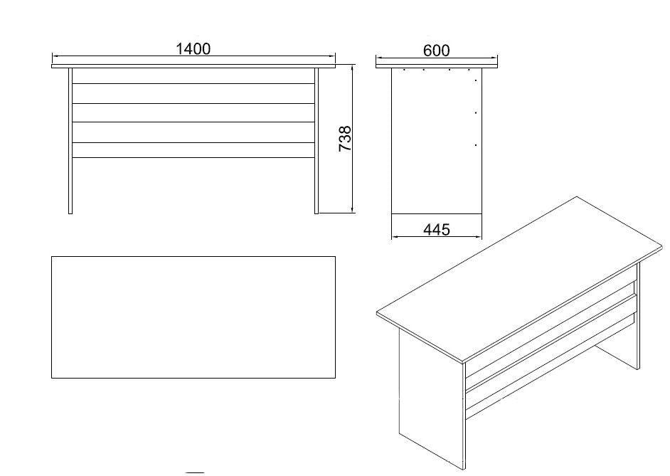 Birou Linta Lux, 140x74x60 cm - Alb