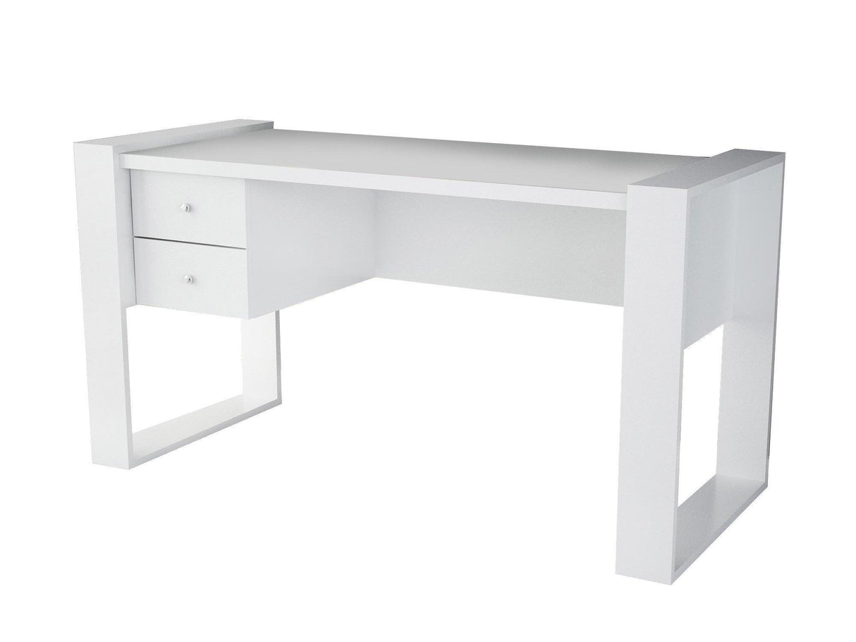 Birou Lord cu 2 sertare, Alb, 159x60x72 cm