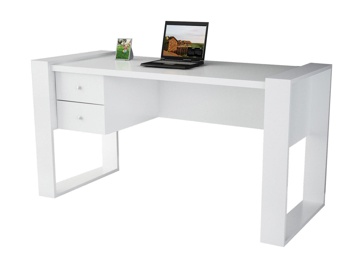 Birou Lord cu 2 sertare, Alb, 159x60x72 cm