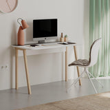 Birou Luton Stil scandinav, Alb Mocha deschis - Alb Gri, 120x75x60 cm - Alb Gri