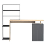 Birou Meza cu raft si dulap, 146x55x129 cm - Sonoma-Antracit