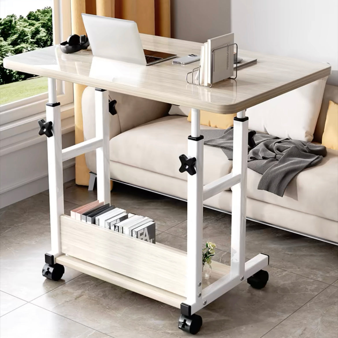 Birou mobil Stolu mdf-metal, Alb, 60x40x68 cm, imagine suplimentara