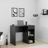 Birou Modern CMS-505-BB-1 Home Collection® Concept cu Sertar și 2 Rafturi, Alb - Maro - Stejar - Antracit, 90x52x75 cm - Antracit | SKU: CMS-505-AA-1
