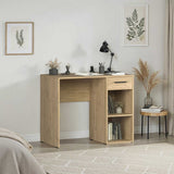 Birou Modern CMS-505-BB-1 Home Collection® Concept cu Sertar și 2 Rafturi, Alb - Maro - Stejar - Antracit, 90x52x75 cm - Stejar | SKU: CMS-505-FF-1