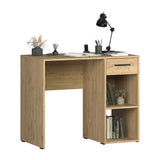 Birou Modern CMS-505-BB-1 Home Collection® Concept cu Sertar și 2 Rafturi, Alb - Maro - Stejar - Antracit, 90x52x75 cm - Stejar | SKU: CMS-505-FF-1