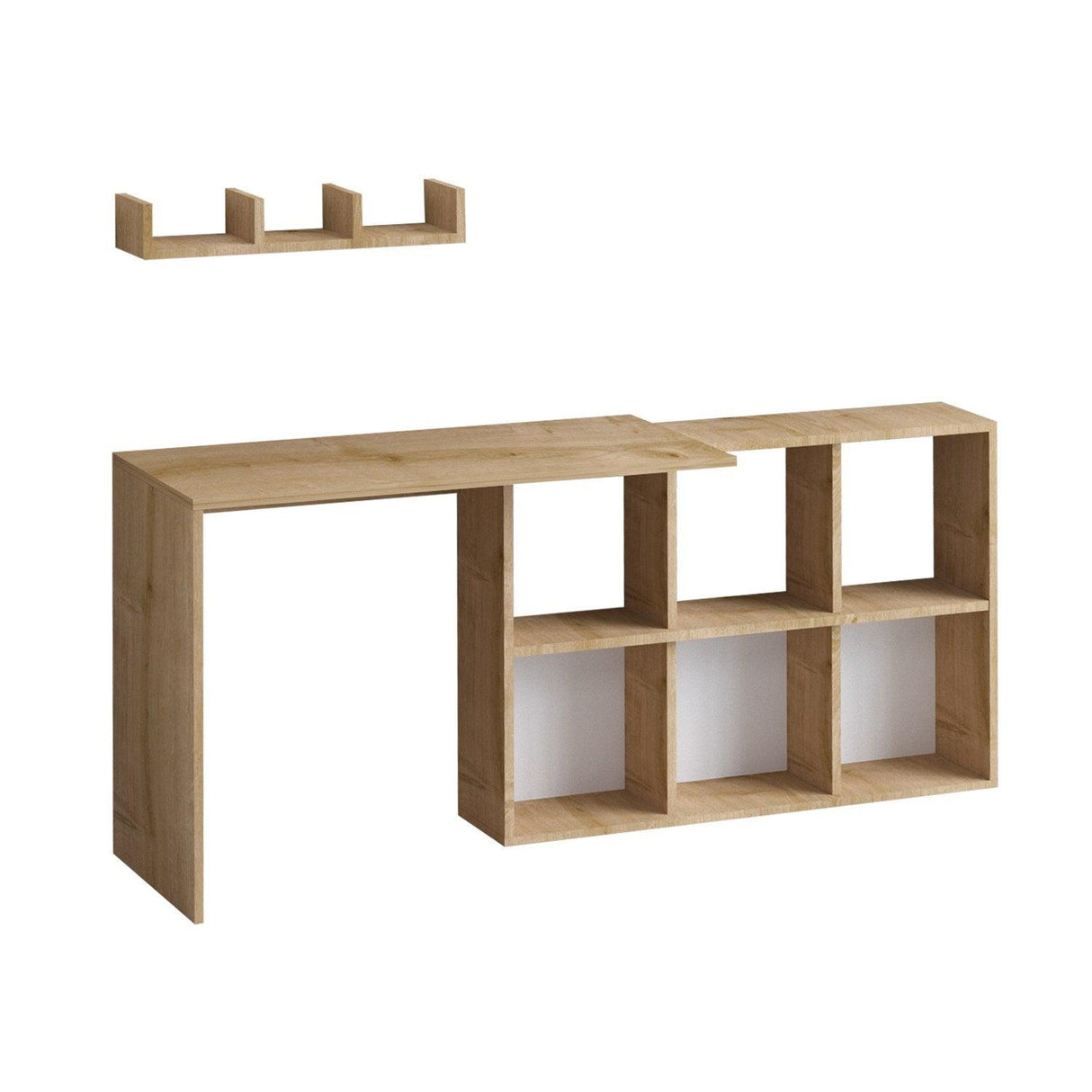 Birou Multifunctional Blake cu Rafturi, Stejar, 145x74x45 cm