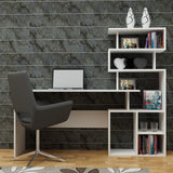 Birou Next cu rafturi, Alb, 130x40x70 cm