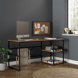 Birou Nonvi Lemn natural cadru Metal, 42x60x75 cm