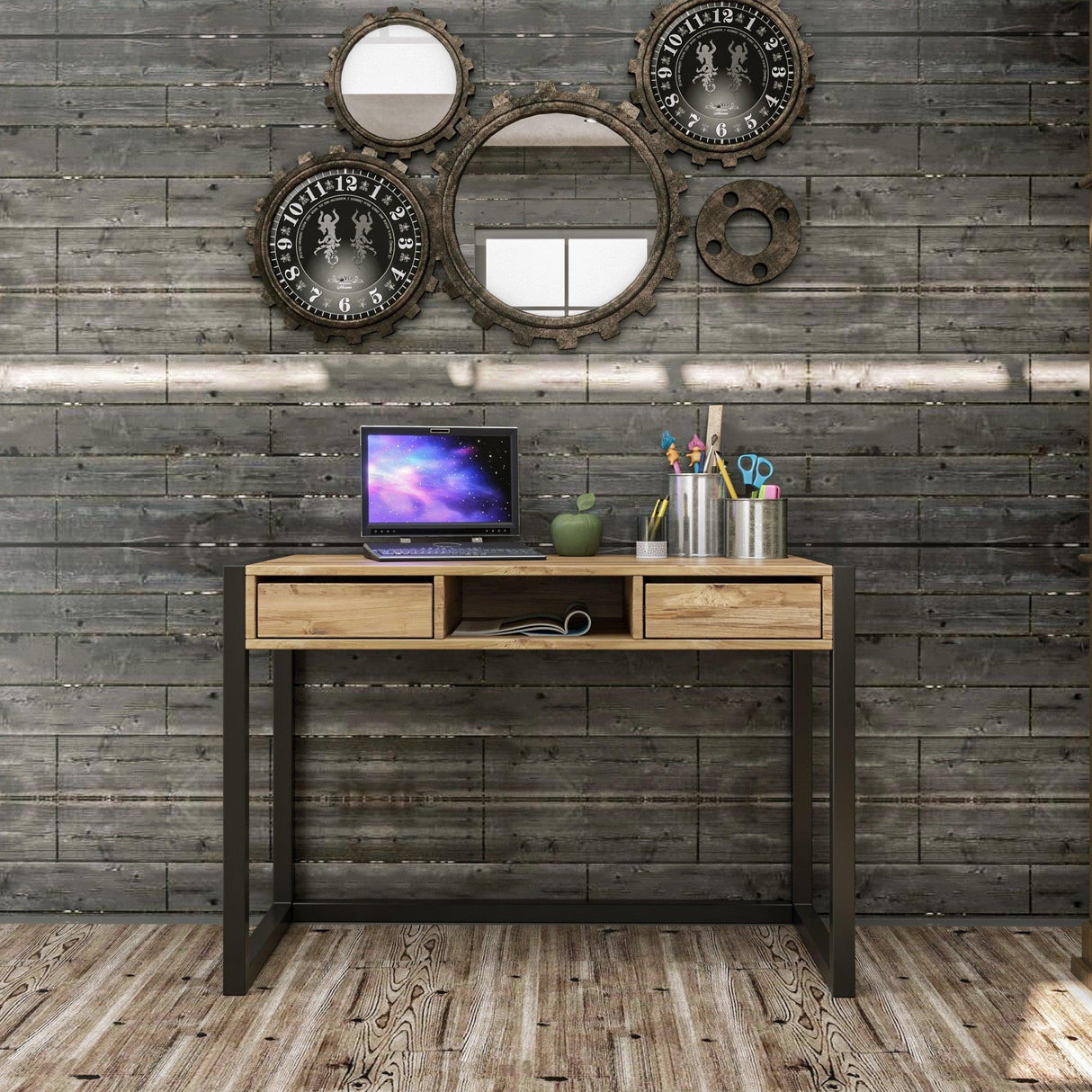 Birou Ogene cu 2 sertare, Crem, 105x77x55 cm