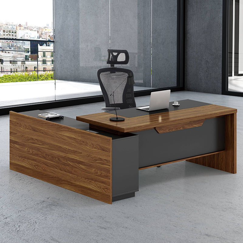 Birou pe colt dreapta Oscar, nuc - antracit, 200x180x76 cm, detaliu produs