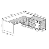 Birou pe colt dreapta Oscar, nuc - antracit, 200x180x76 cm