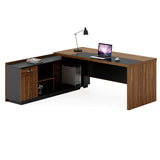 Birou pe colt stanga Oscar, nuc - antracit, 200x180x76 cm