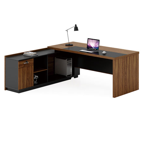 Birou pe colt stanga Oscar, nuc - antracit, 200x180x76 cm