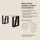 Birou Perla, 140x75x60 cm - Alb