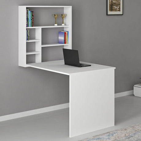 Birou pliabil montat pe perete Ravin, alb, 63x90x154 cm