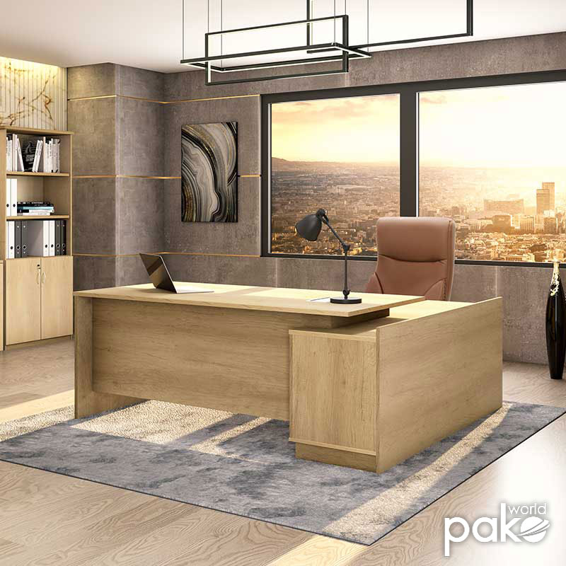 Birou profesional Amazon colt stanga, Sonoma, 180x160x76 cm, detaliu produs