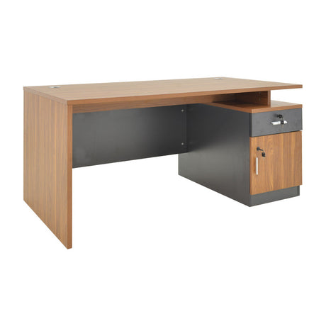 Birou profesional cu functie de organizare Oscar, Lemn, Nuc/Gris închis, 150x80x76 cm
