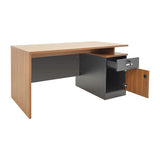 Birou profesional cu functie de organizare Oscar, Lemn, Nuc/Gris închis, 150x80x76 cm