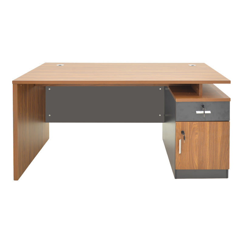 Birou profesional cu spatiu de munca Oscar, Nuanta nuc-gri închis, lemn, 180x90x76 cm, imagine suplimentara