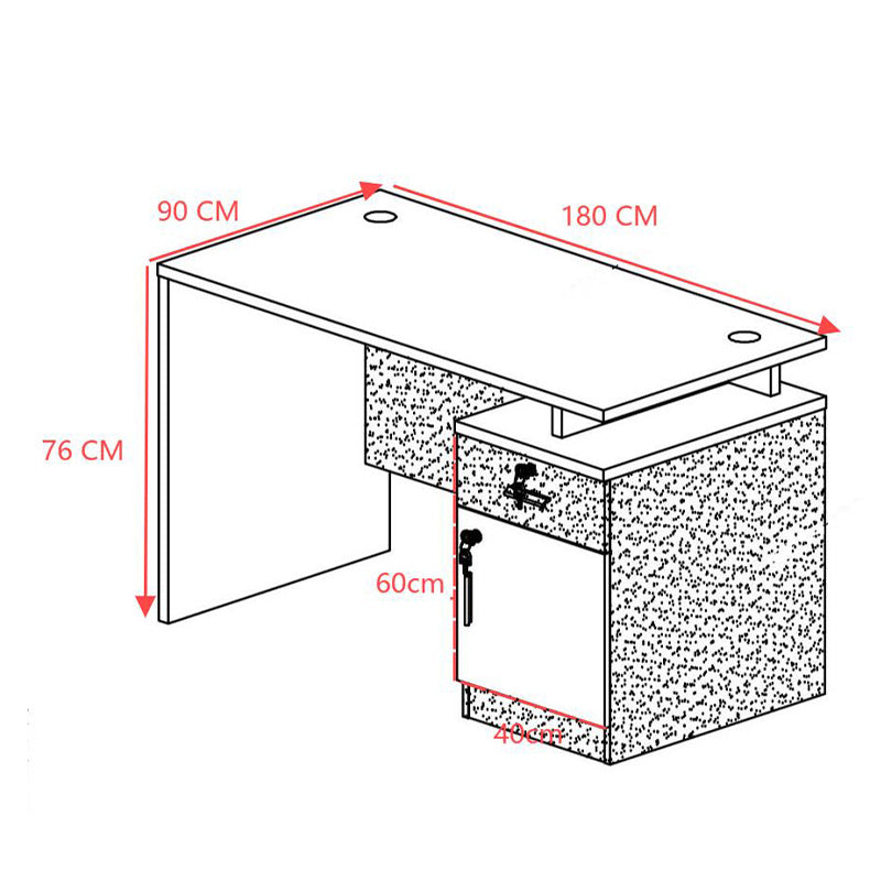 Birou profesional cu spatiu de munca Oscar, Nuanta nuc-gri închis, lemn, 180x90x76 cm, foto produs 7