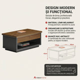 Birou profesionala Oscar, Nuanta Nuc-Antracit, Lemn, 120x60x42 cm