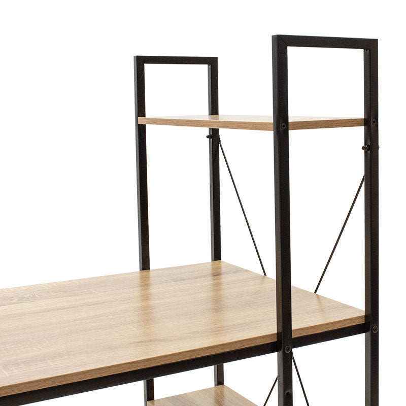 Birou Ramon cu biblioteca reversibile, Stejar - Negru, 122x64x120 cm