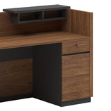 Birou receptie Oscar, Nuc - Antracit, 180x76x65 cm