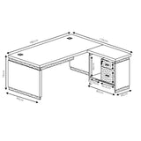 Birou reversibil Oscar, nuc- gri, 180x170x76 cm