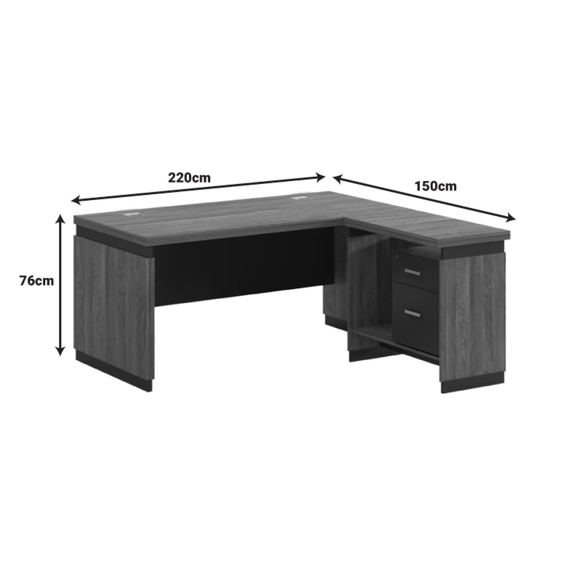 Birou reversibil Oscar, nuc- gri, 200x100x76 cm, perspectiva suplimentara