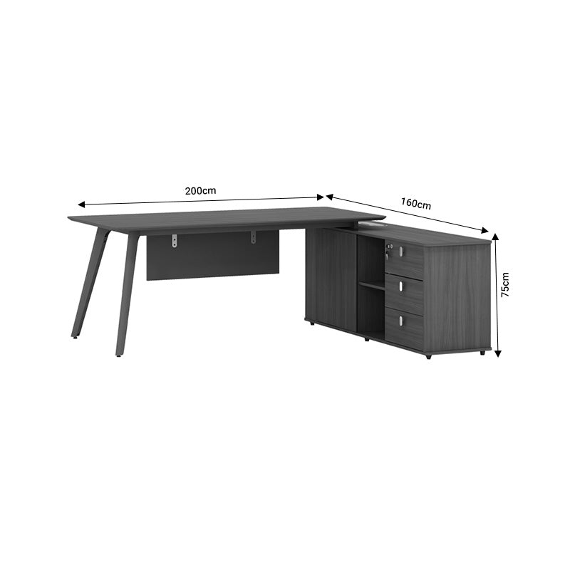 Birou reversibil profesional Denith, Gri nuc, 200x160x75 cm