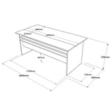Birou Sartoria Lung, Gri Maro, 180x75x90 cm