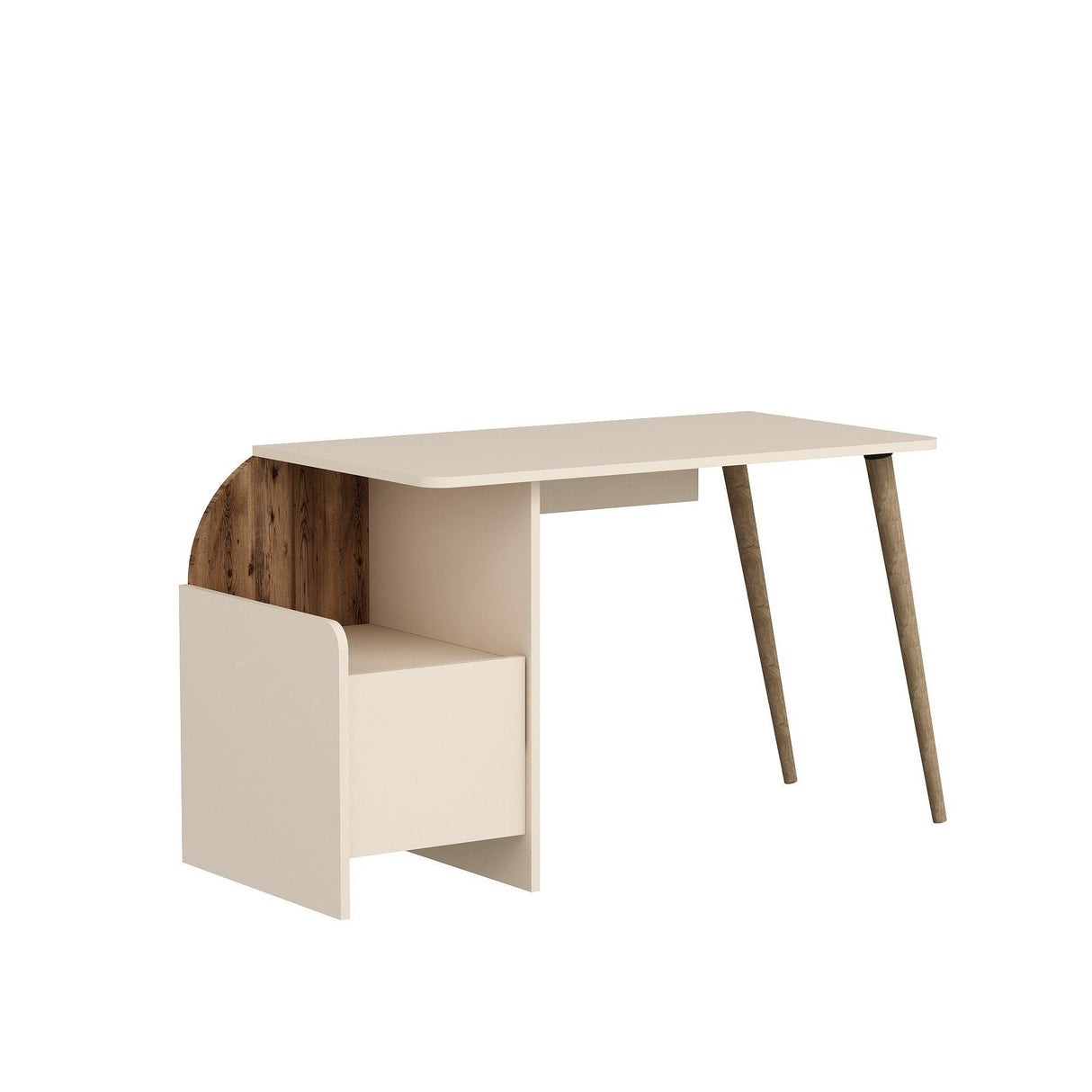 Birou Suave cu Rollbox Design Elegant, Nuc, 125x74x60 cm