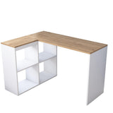 Birou Tip L Yusuf, Alb - Stejar, 120x75x50 cm