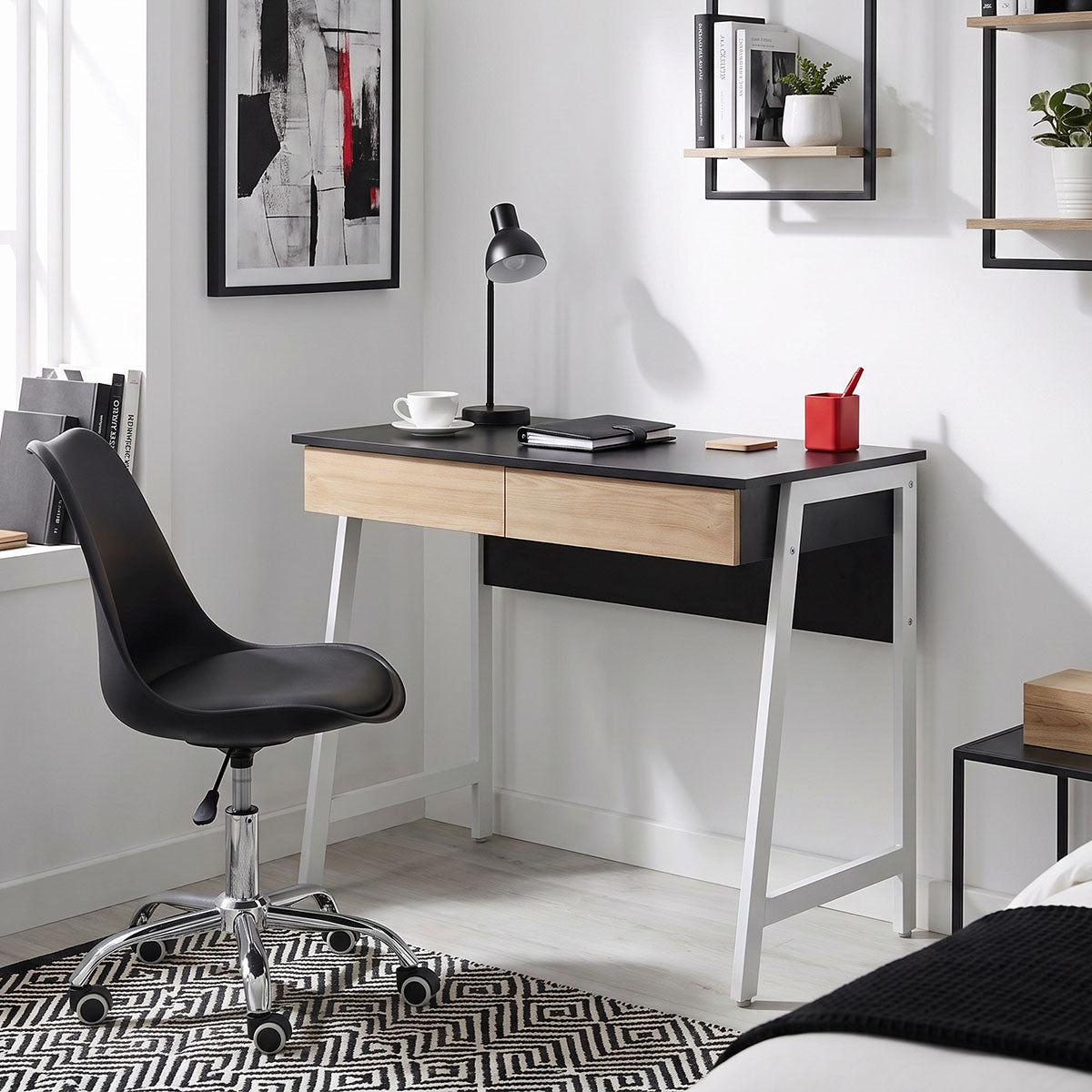 Natural - Negru | SKU: 225-000115 | Birou Vertan, Natural - Negru, 100x48x76 cm, varianta Natural - Negru, produs pentru amenajarea locuinței, disponibil online în România la CasaMob