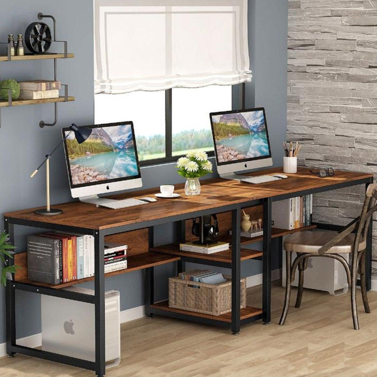 Birou Workstation Double, L189, Nuc, 240x74x60 cm