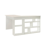 Birou Zellow Tip L cu Rafturi, 129x72x120 cm - Alb